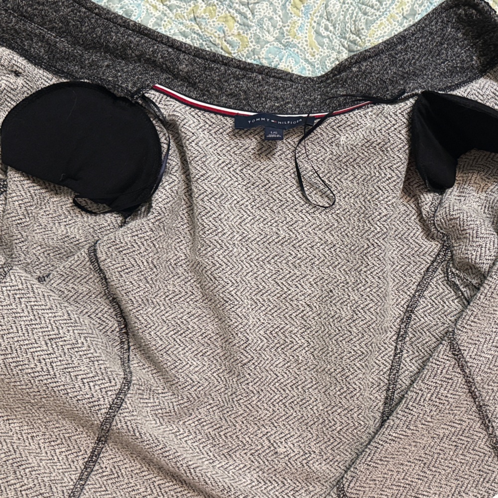 Tommy Hilfiger Military Style Jacket Tweed Black Gray Blazer Women’s Large - Picture 14 of 14
